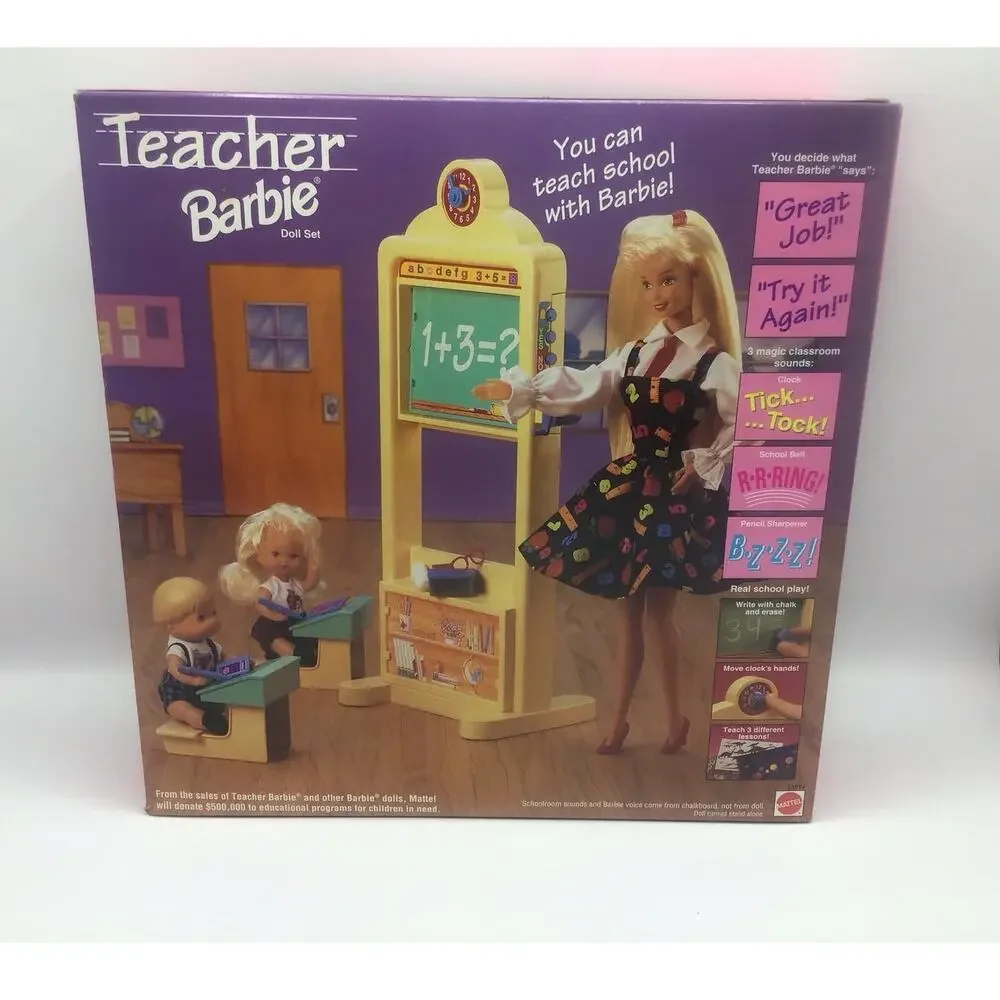 Teacher Barbie Doll Set 1995 Mattel 13914 Classroom Magic Sound NIB New